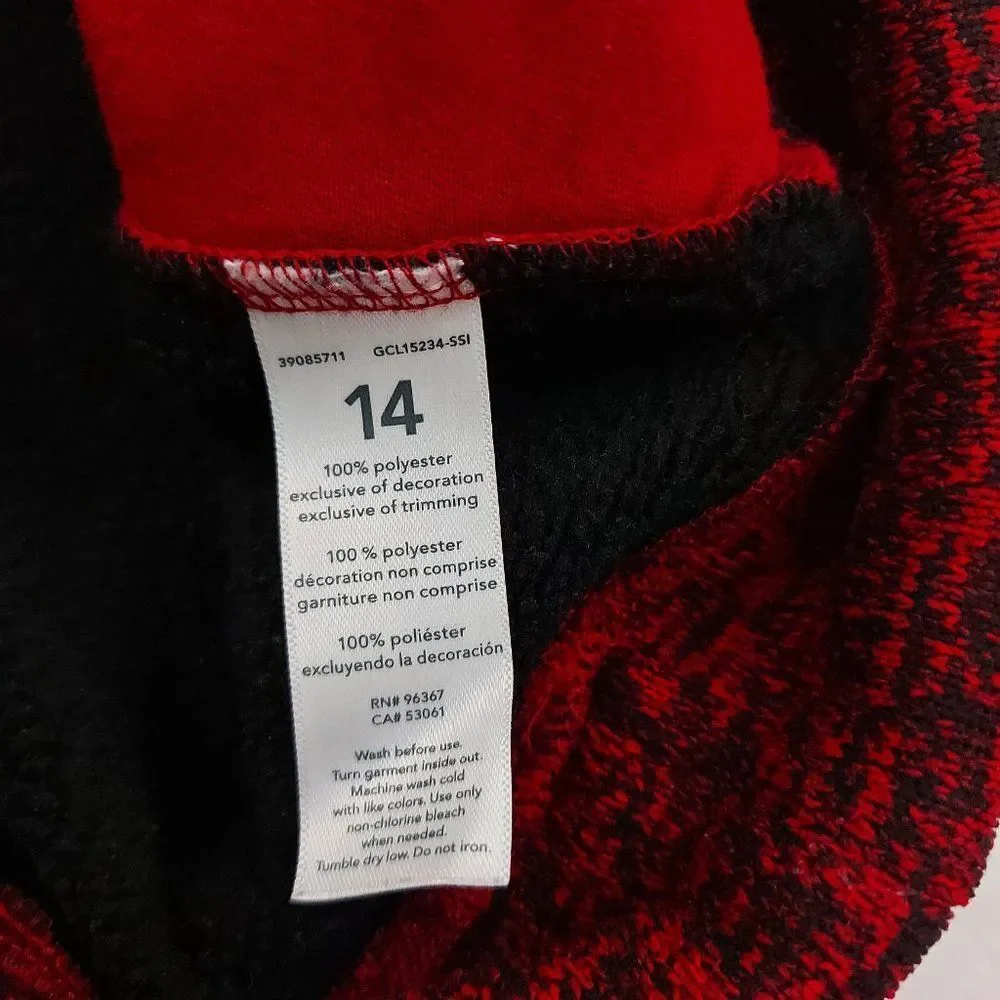 Oshkosh B'gosh Fleece Sweater Boys 14 Red Black 1/4 Zip Lightweight Travel